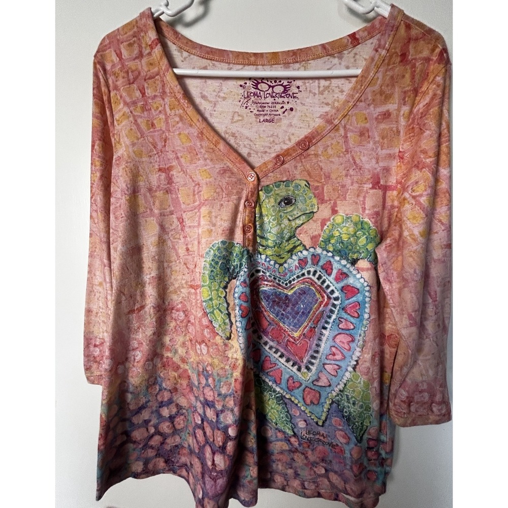 Leoma longrove L Sleeve Tee Shirt Ocean Turtle Beach Boho